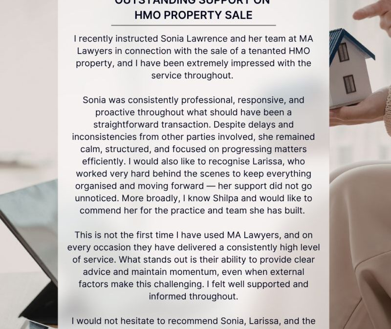 Outstanding Support On HMO Property Sale